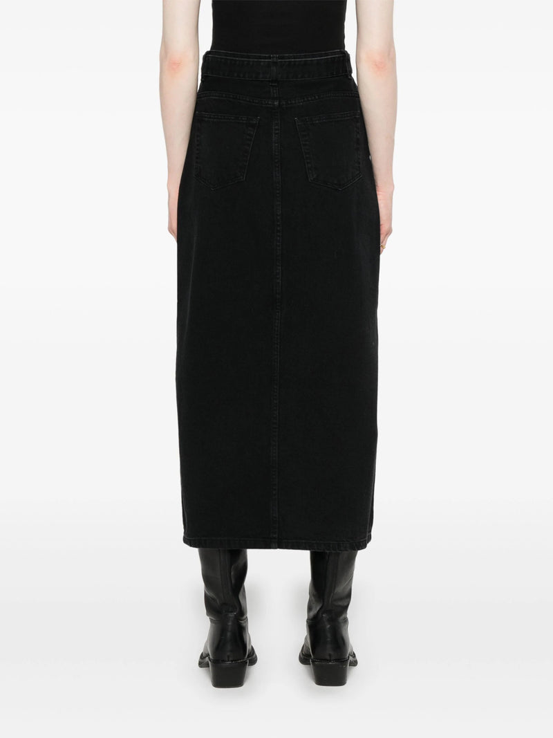 belted denim midi skirt - LISKAFASHION