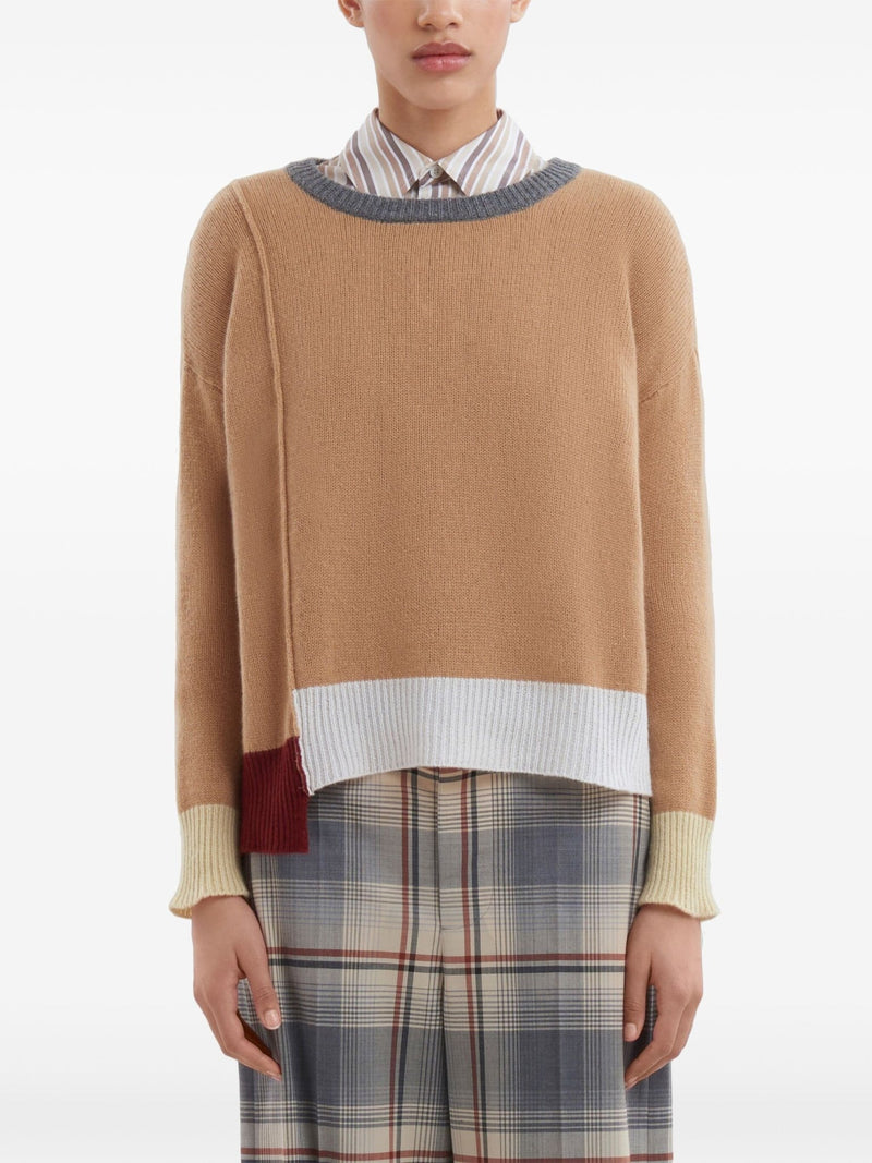 colour - block cashmere jumper - LISKAFASHION