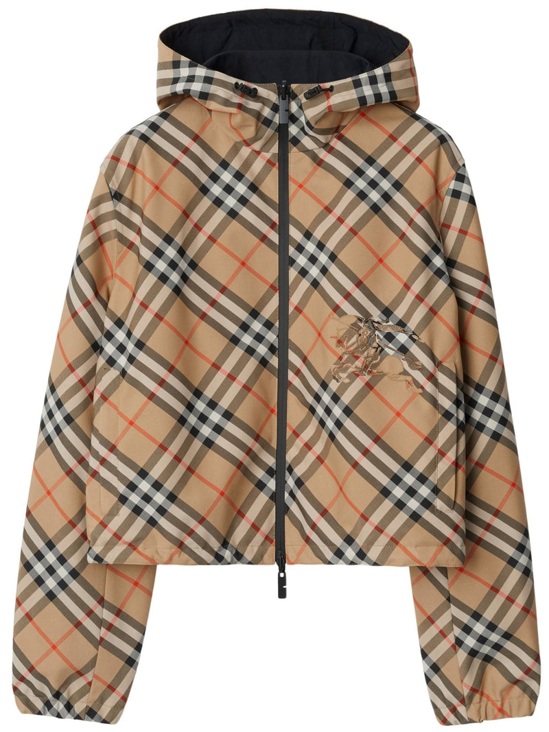 cropped reversible check jacket - LISKAFASHION