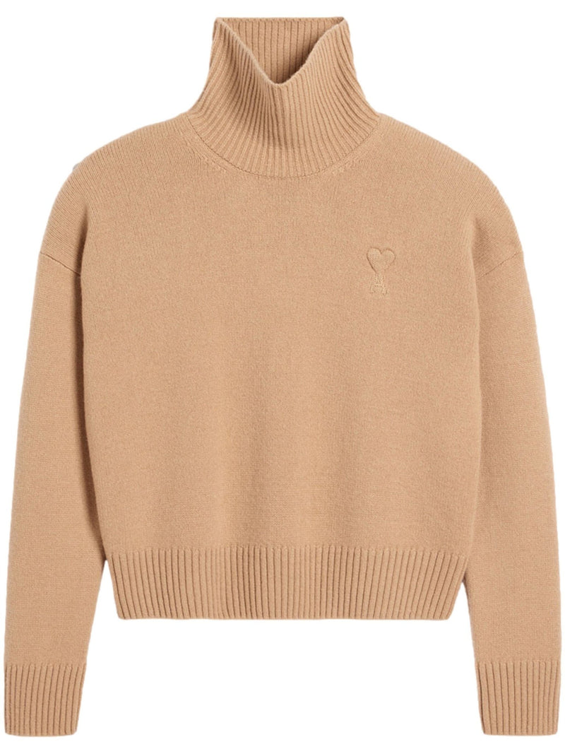 embossed Ami de Coeur roll - neck jumper - LISKAFASHION