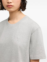 embroidered logo ribbed neck t-shirt - LISKAFASHION