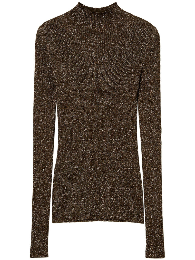 high - neck lurex sweater - LISKAFASHION