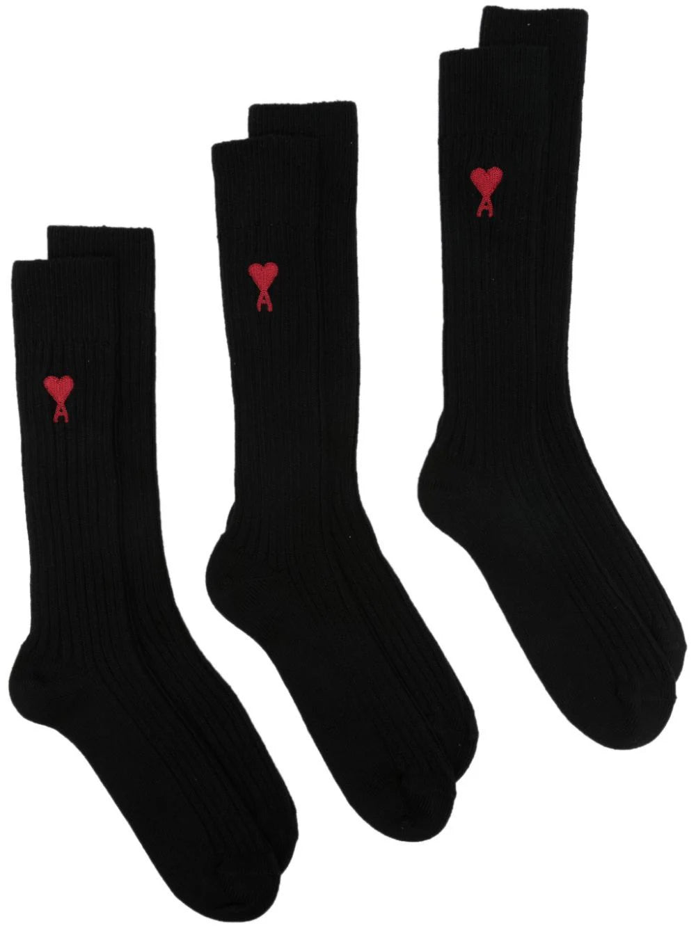 [AMI PARIS]3Socks Intarsia-Knit Logo Socks★送料・関税込み★ AMI Paris Logo-Embroidered Alpaca-Blend Polo Sweater | Saks