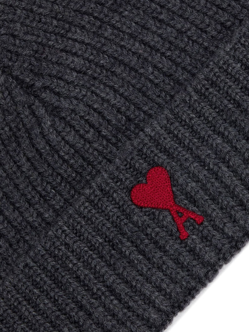 logo - embroidered ribbed - knit beanie - LISKAFASHION