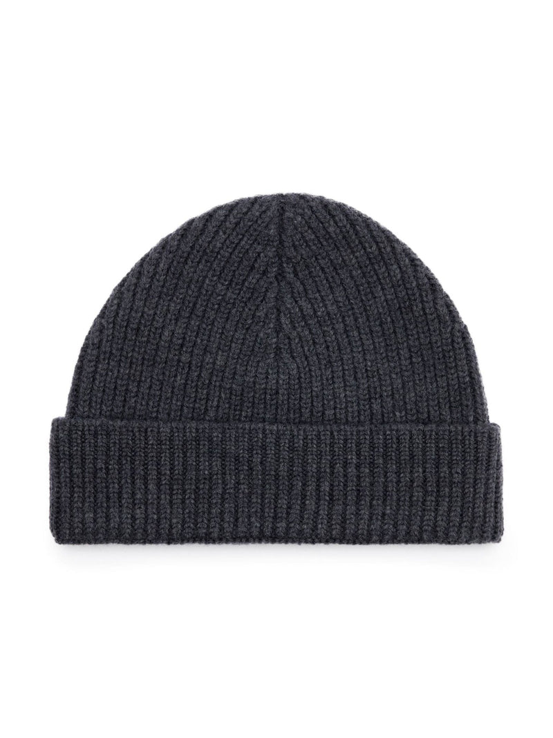 logo - embroidered ribbed - knit beanie - LISKAFASHION