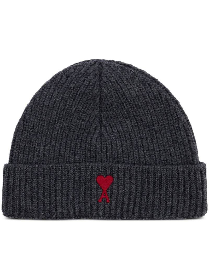 logo - embroidered ribbed - knit beanie - LISKAFASHION