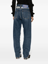 logo - patch ripped - detailing wide - leg jeans - LISKAFASHION