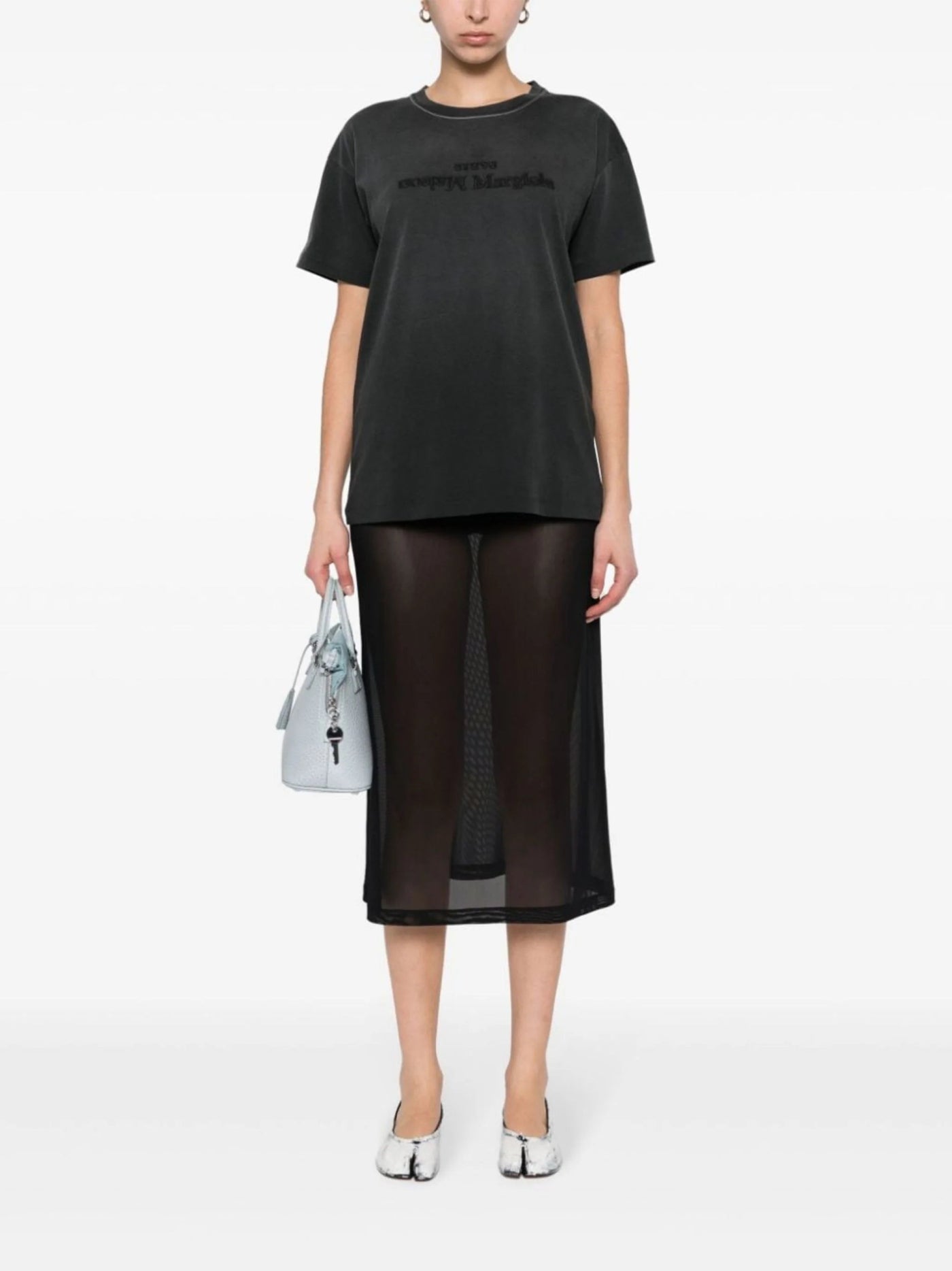 ★Maison Margiela★ Reverse Logo T-Shirt Black White S30GC07 Maison Margiela Reverse logo-print Cotton T-shirt | Black