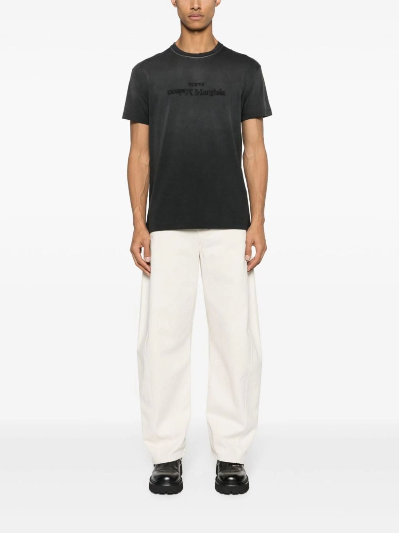 Reverse logo-print cotton T-shirt – LISKAFASHION