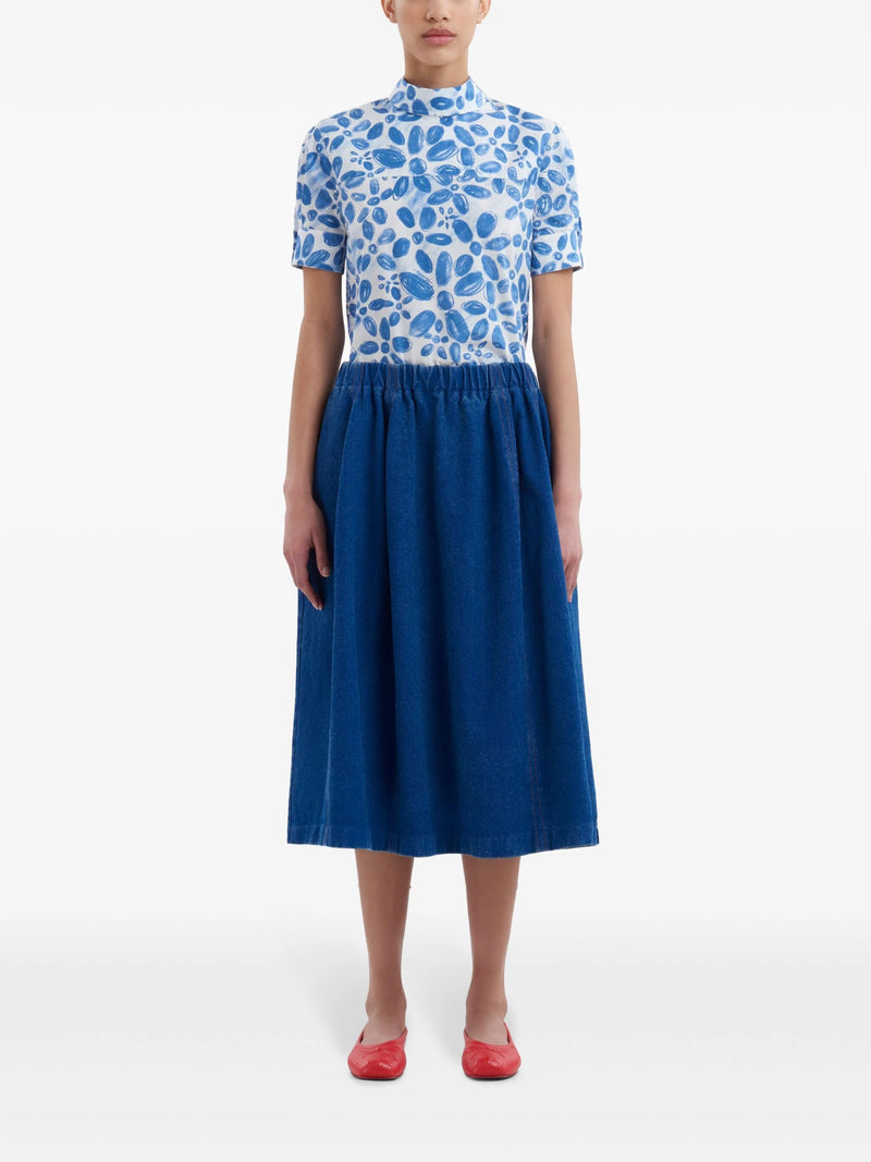 Marni logo - patch denim skirt - LISKAFASHION