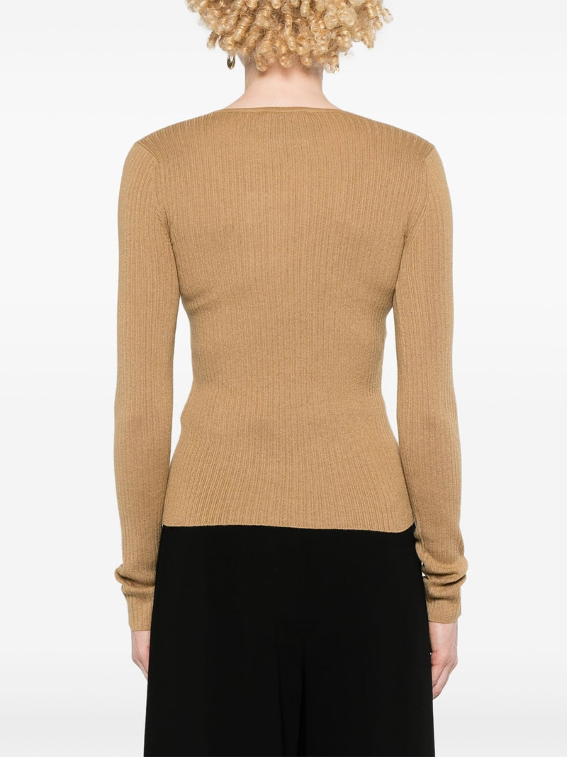 Max Mara V - neck ribbed jumper - LISKAFASHION