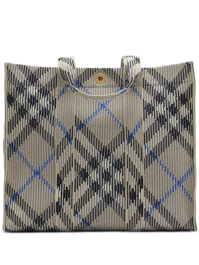 medium check knitted tote bag – LISKAFASHION medium check knitted tote bag – LISKAFASHION