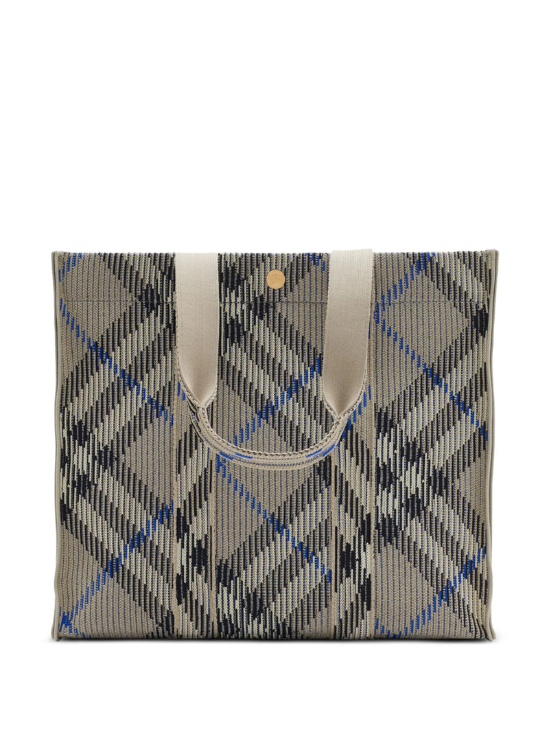 medium check knitted tote bag - LISKAFASHION