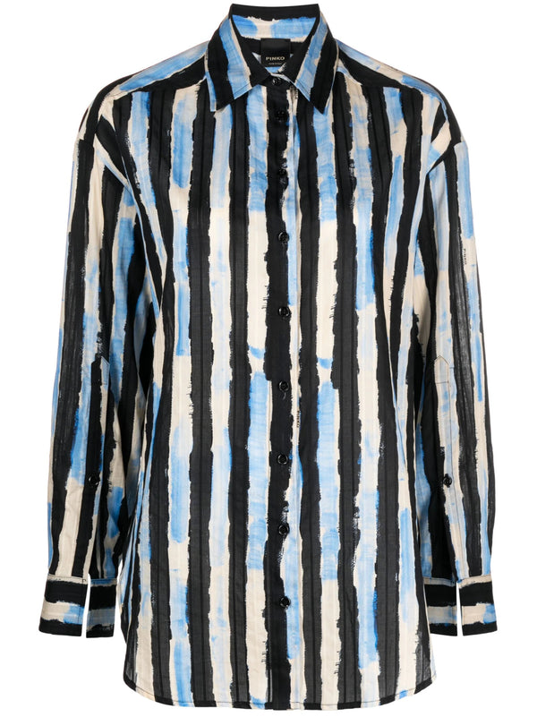 PINKO Eden striped cotton shirt - LISKAFASHION