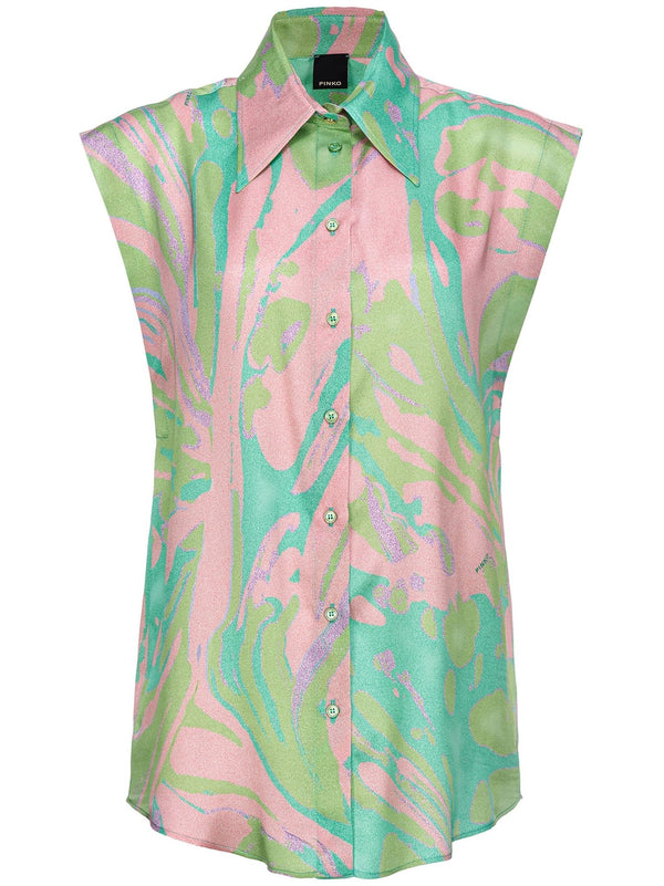 PINKO swirl-print sleeveless shirt - LISKAFASHION