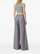 pinstripe - pattern wide - leg trousers - LISKAFASHION