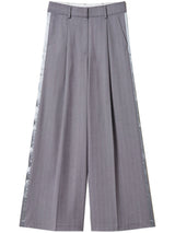 pinstripe - pattern wide - leg trousers - LISKAFASHION