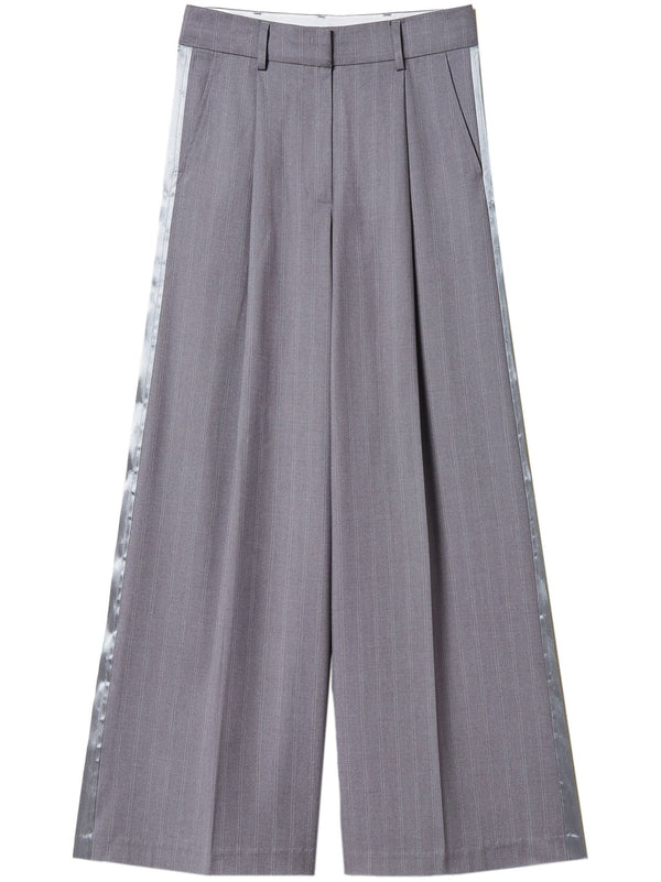 pinstripe - pattern wide - leg trousers - LISKAFASHION