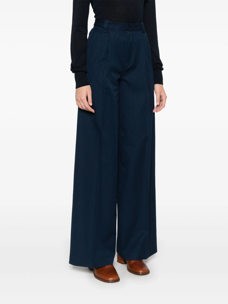 pinstripe wide - leg trousers - LISKAFASHION