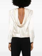 roll - neck silk blouse - LISKAFASHION