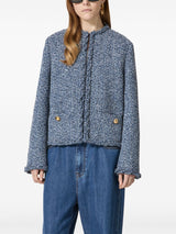 round - neck tweed jacket - LISKAFASHION