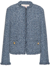 round - neck tweed jacket - LISKAFASHION