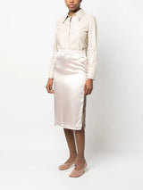 satin - finish gabardine midi skirt - LISKAFASHION