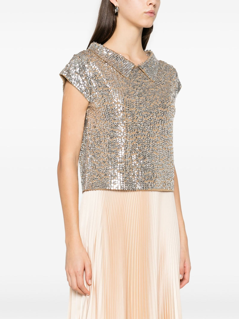 sequinned top silver - LISKAFASHION