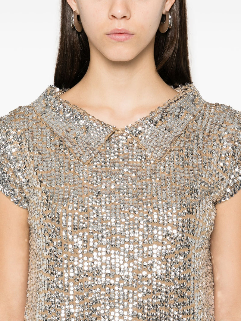 sequinned top silver - LISKAFASHION