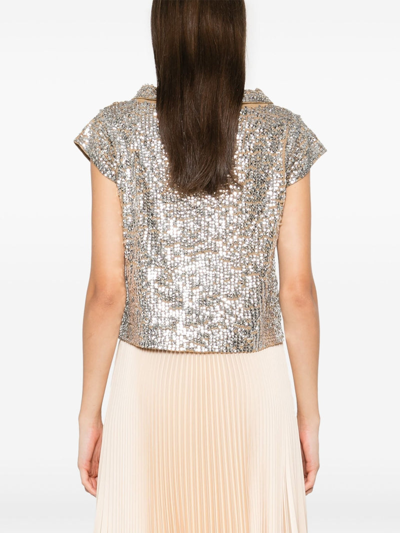 sequinned top silver - LISKAFASHION