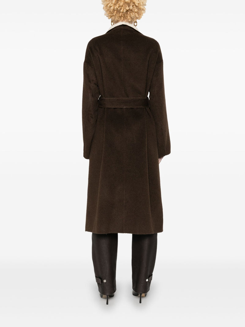 shawl - collar belted coat - LISKAFASHION