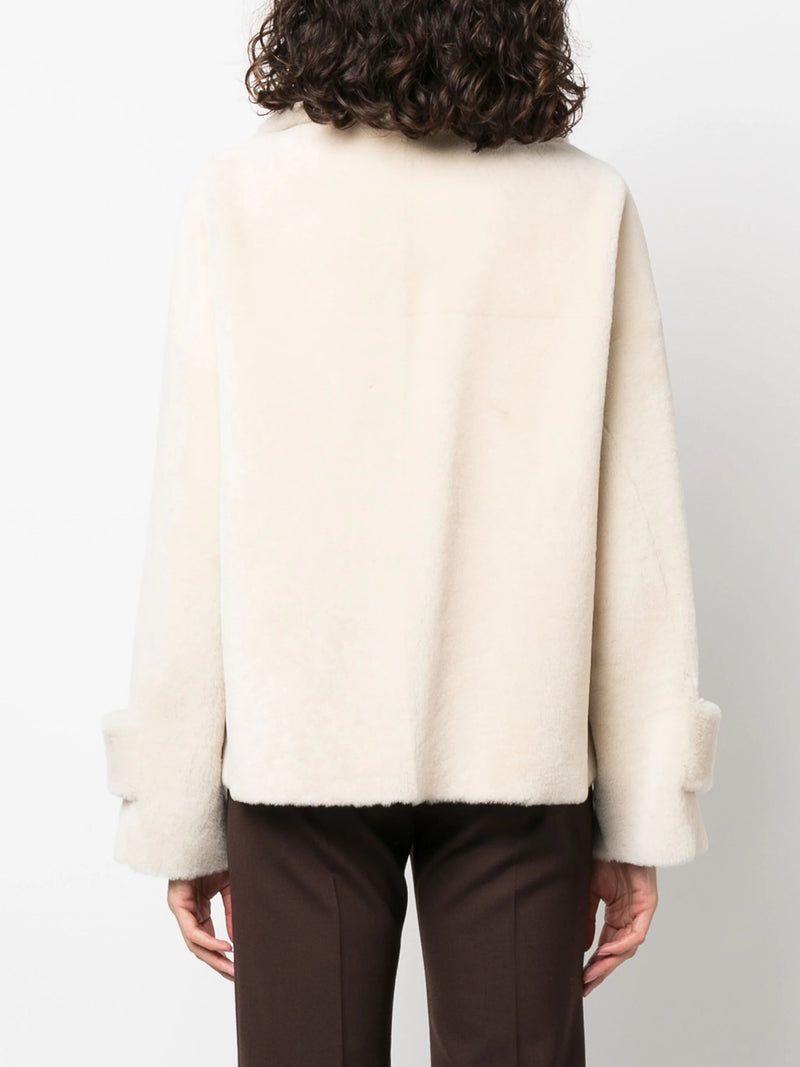 single - breasted shearling jacket - LISKAFASHION