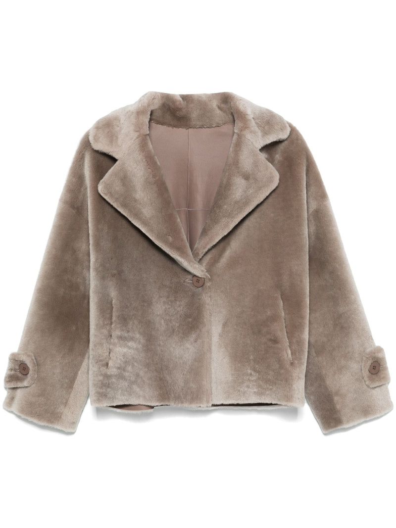 single - breasted shearling jacket - LISKAFASHION