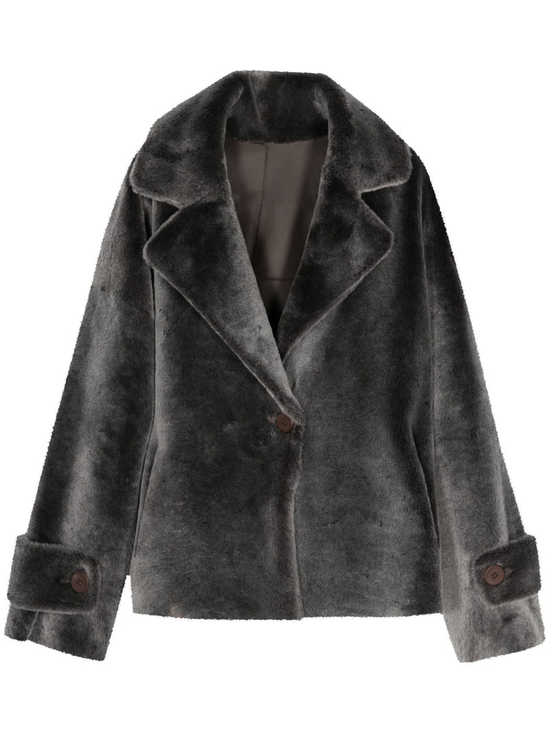 single - breasted shearling jacket - LISKAFASHION