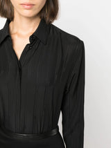 striped button - up silk shirt - LISKAFASHION