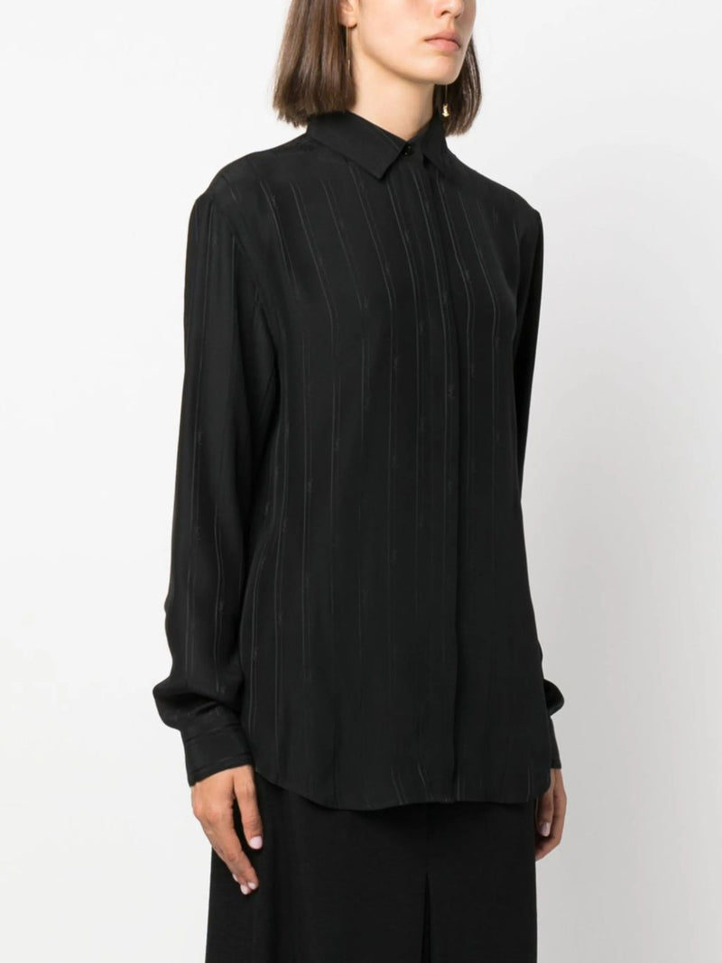 striped button - up silk shirt - LISKAFASHION