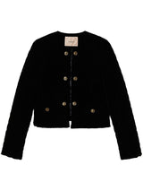 velvet cropped jacket - LISKAFASHION