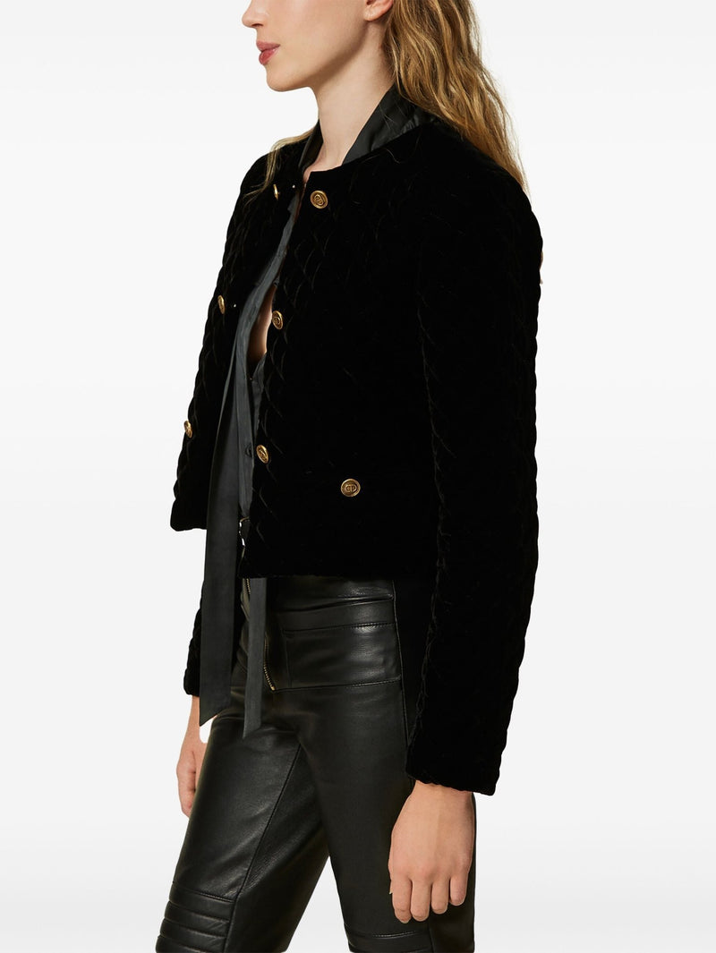 velvet cropped jacket - LISKAFASHION