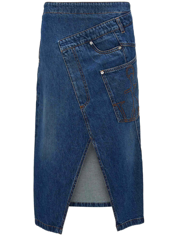 wrap - design denim skirt - LISKAFASHION