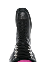 3juin logo-patch leather boots - MYLISKAFASHION