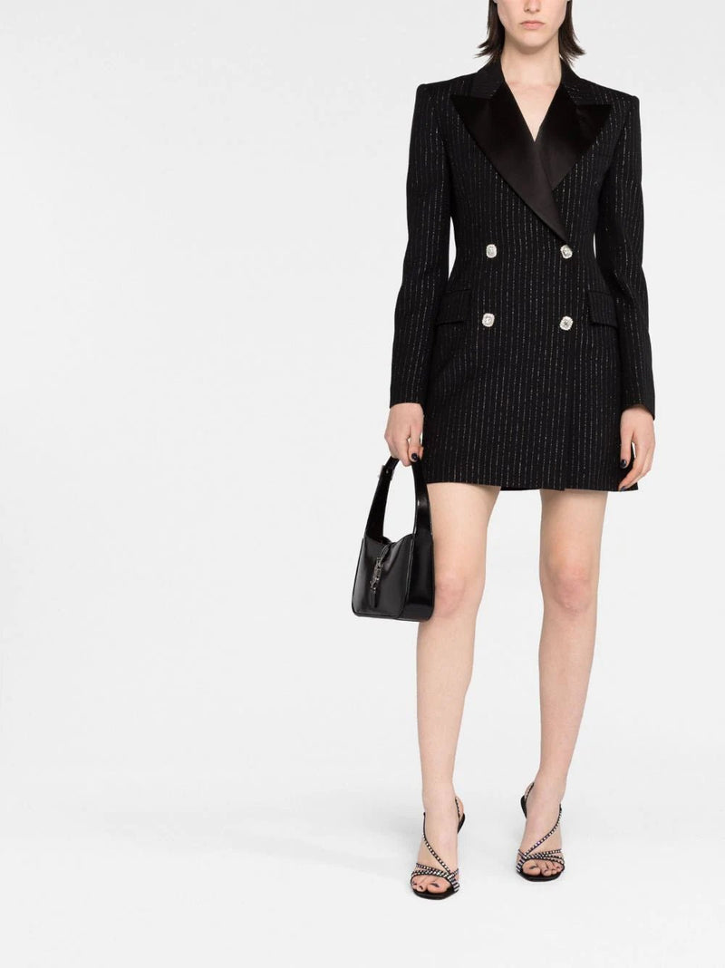 double-breasted pinstripe blazer dress LISKAFASHION double-breasted pinstripe blazer dress LISKAFASHION