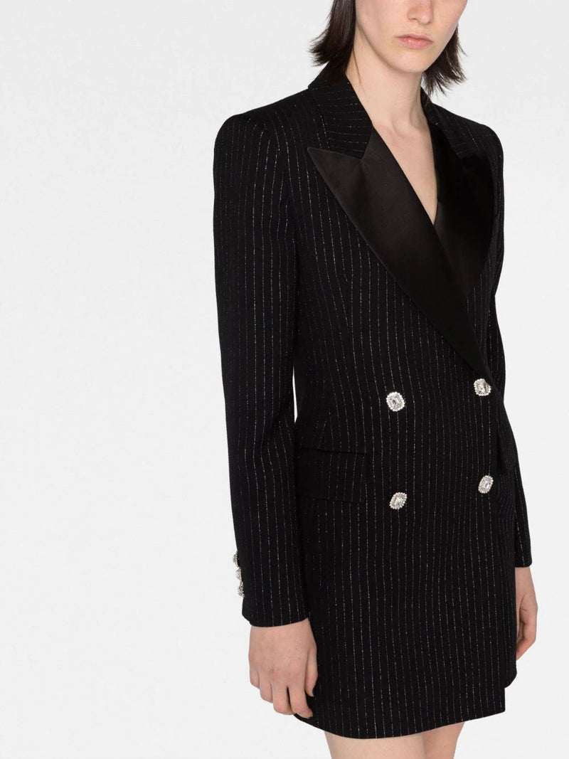 Alessandra Rich double breasted pinstripe blazer dress LISKAFASHION