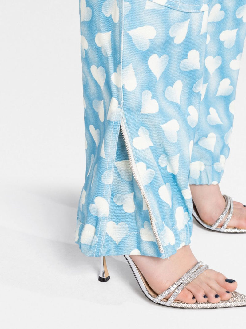 Alessandra Rich heart-print cargo trousers - MYLISKAFASHION