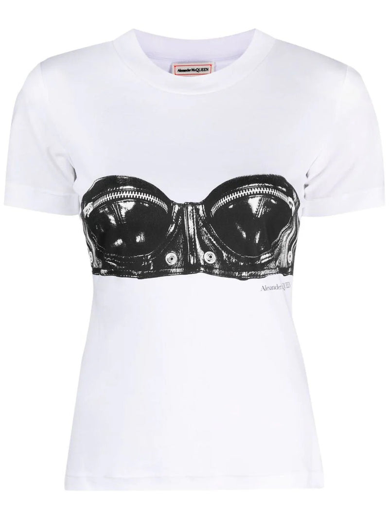 Alexander McQueen bra-print T-shirt - MYLISKAFASHION