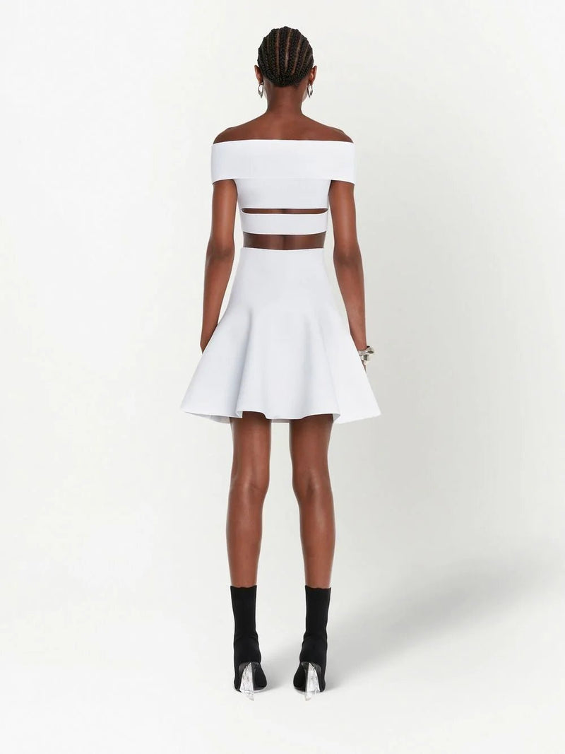 cut-out off-shoulder flared mini dress – LISKAFASHION