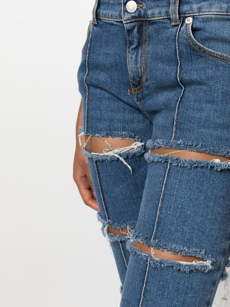 Alexander McQueen distressed cropped jeans - MYLISKAFASHION