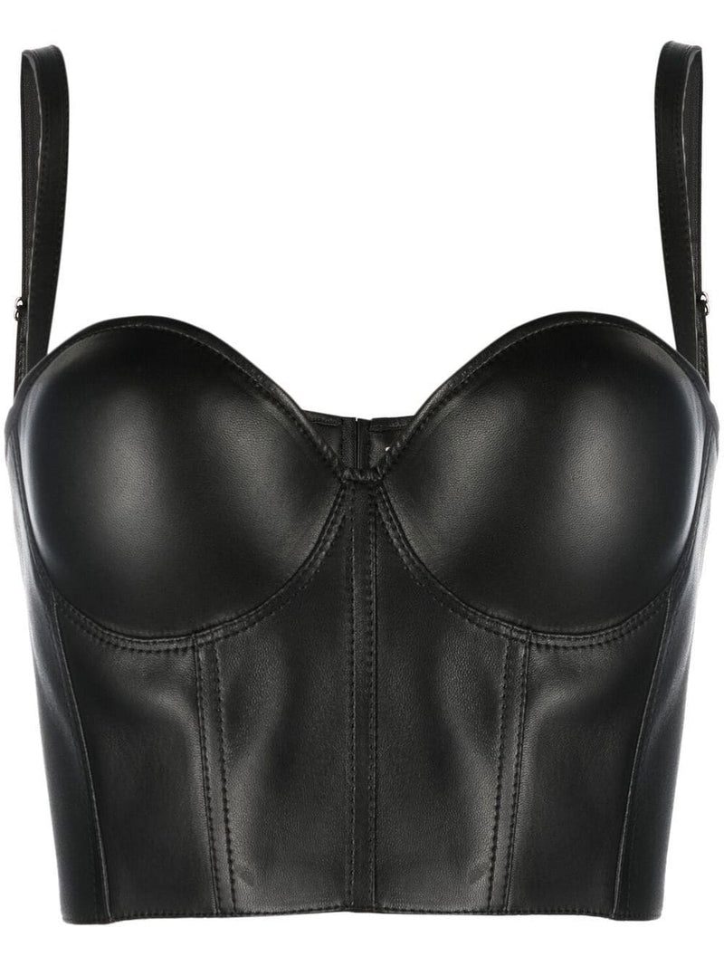 Alexander McQueen leather bra top - MYLISKAFASHION