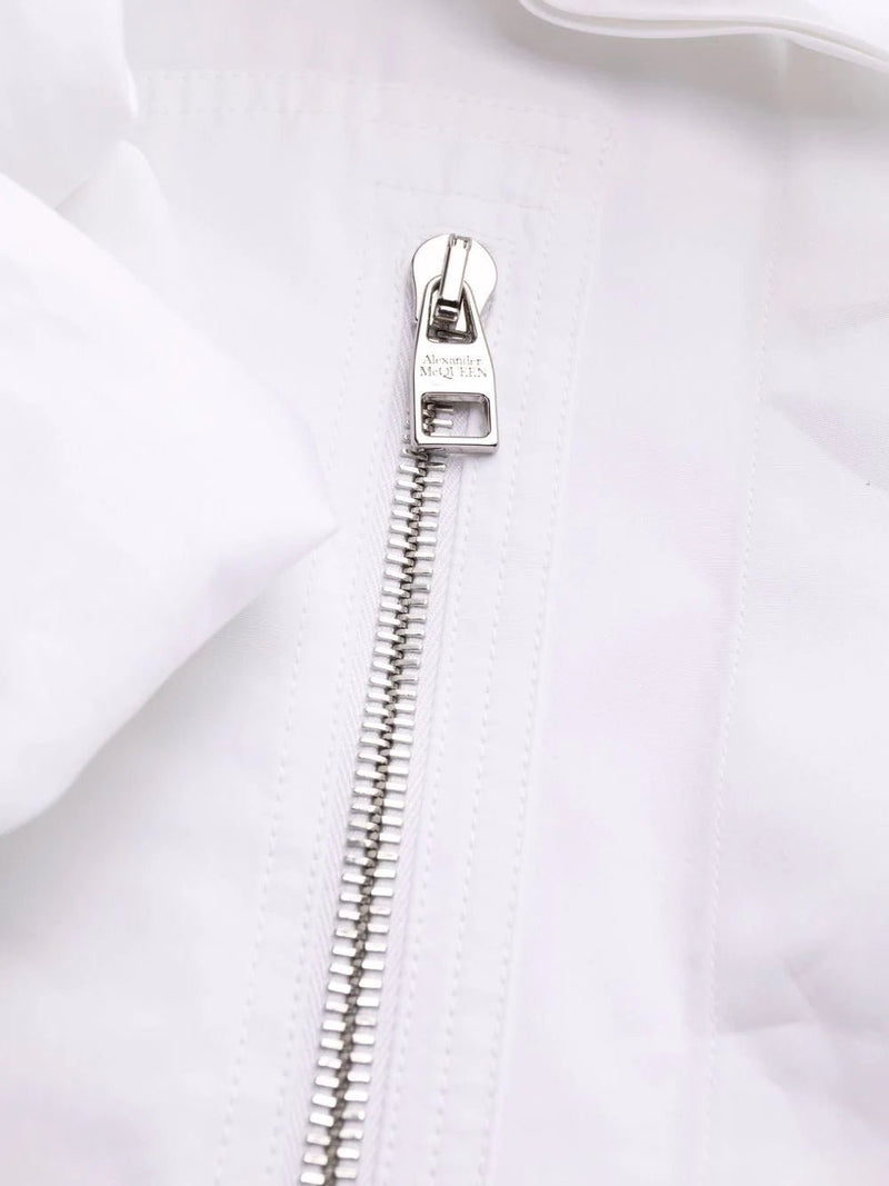 Alexander McQueen puff-sleeve belted cotton shirt dress - MYLISKAFASHION