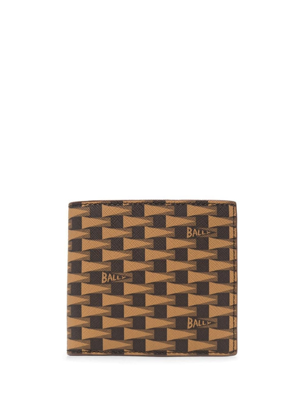 Bally monogram-pattern bi-fold leather wallet - MYLISKAFASHION