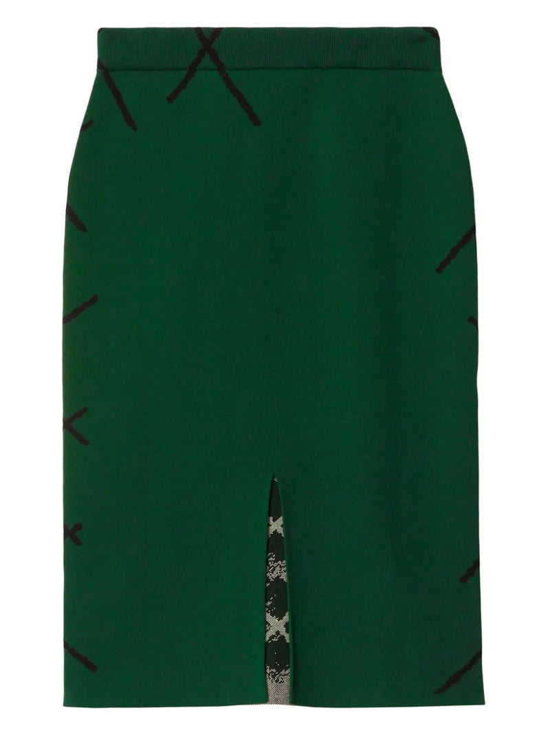 Burberry argyle intarsia-knit midi skirt - LISKAFASHION
